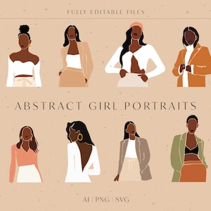 Abstract Black Woman Svg Clipart for Cricut - Afro Lady Boss Portrait SVG - Fashion Girl Blog