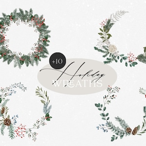 Weihnachtskranz, Weihnachten Clipart, Urlaub Rahmen, Aquarell Clipart, Weihnachten Winter Kranz Beerenkranz, Weihnachten PNG, kommerzielle Nutzung