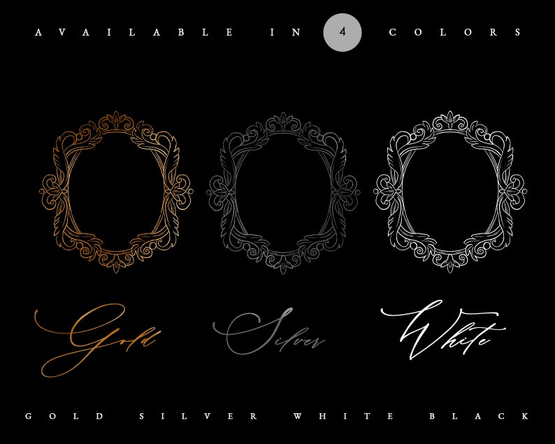 Vintage Antique Vector EPS Floral Frames Set Line Art Victorian Wedding ...