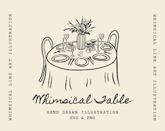 Whimsical Wedding Table SVG Clipart, Doodles for Wedding Invitation, Wedding Sketch Menu, Bridal Invitation, Wavy Squiggle Table Clipart