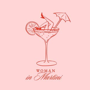 Ilustración de mujer joven en vaso de martini SVG PNG, boceto de icono de despedida de soltera, clipart de celebración caprichosa dibujada a mano