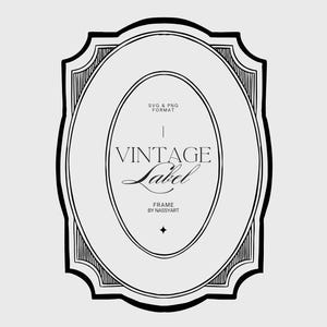 Vintage Label Frame, Crest Monogram Heraldic Frame SVG, Coquette Wedding Invitation Frame Clip Art, Label Emblem Border Clipart SVG