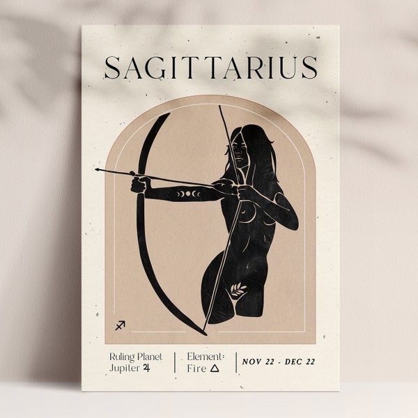 Sagittarius Zodiac Sign, Sagittarius Gifts, Printable Sagittarius Wall Art Print, Zodiac Symbol Horoscope Print