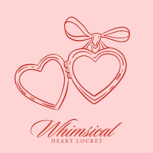 Whimsical Hand Drawn Heart Locket Clip Art SVG PNG - Love Locket Doodle Icon - Wedding Invitation -Bridal Shower