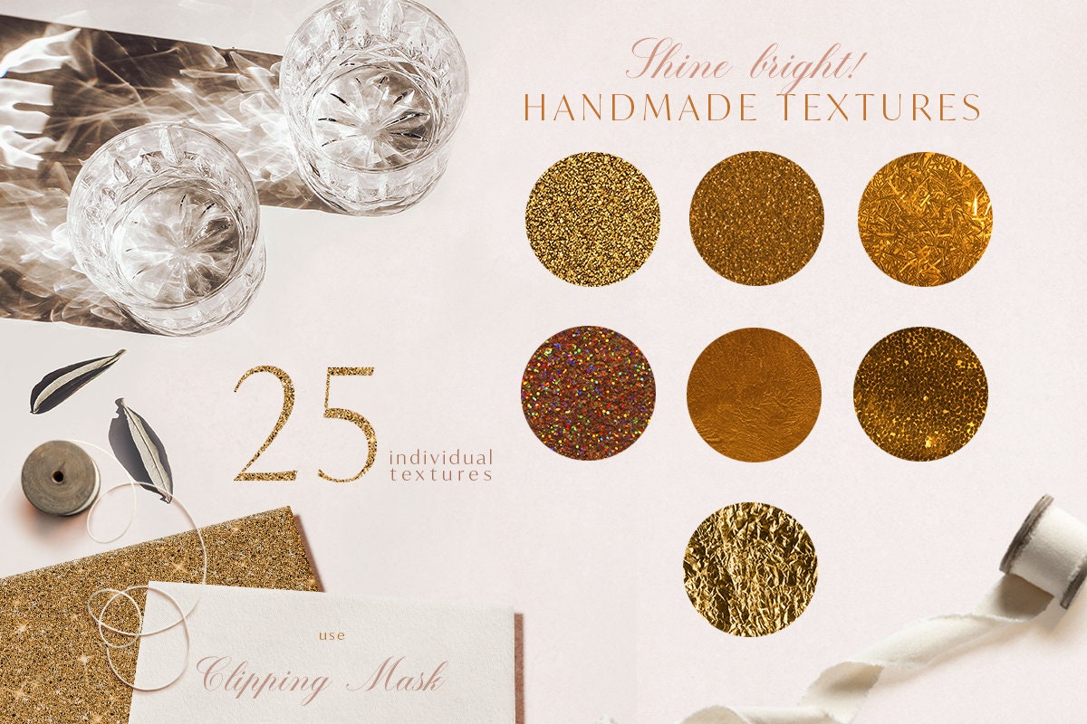 Gold Foil Luxury Glitter Texture Solid Gold Metallic Ombre Digital ...