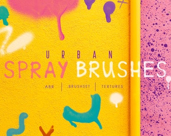 Procreate Photoshop Urban Spray Brushes, Spray Alphabet Clipart, Playful Collage Capital Letters, Urban Spray Paint Art