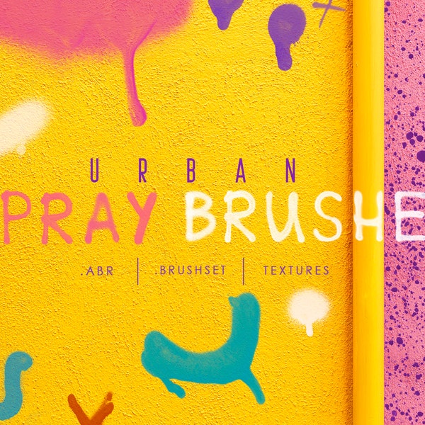 Procreate Photoshop Urban Spray Brushes, Spray Alphabet Clipart, Playful Collage Capital Letters, Urban Spray Paint Art