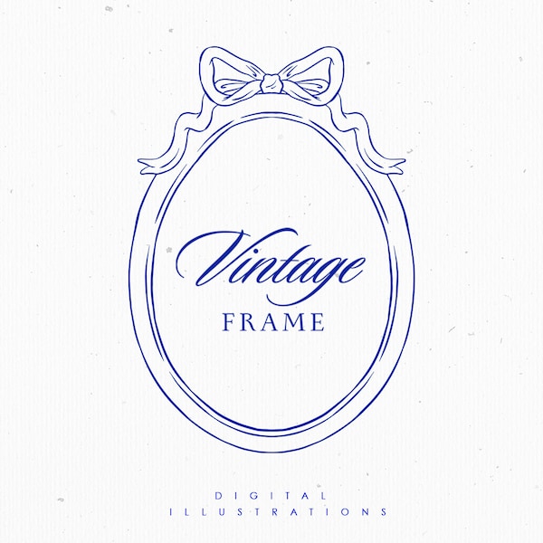 Baroque Vintage Frame EPS SVG Border Monogram Clipart Ribbon Wedding Wreath Logo Line Art