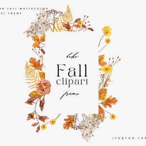 Herfst Herfst Frame Aquarel Bloemkrans Clipart Trouwkaart Grafische Boeketten PNG Handgeschilderde Clipart