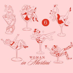 Cowgirl ragazza donna in bicchiere da martini illustrazione SVG PNG, schizzo festa di addio al nubilato, clipart stravagante disegnata a mano, sirena gatta in bicchiere