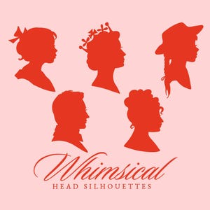 Victorian Head Silhouette Portrait Clipart, Woman Man Head Profile SVG, Side Profile, Lady Whistledown Head Shape Cricut Cut File SVG