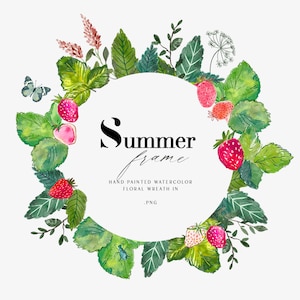 Watercolor Floral Wreath PNG Summer Clip art Wedding Invite Summer Clipart Logo Digital Clipart Wedding Frame Watercolor Flower
