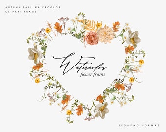 Heart Greenery Frame Clipart, Floral Fall Autumn Wreath Png Boho Clipart, Wreath Wedding Clipart