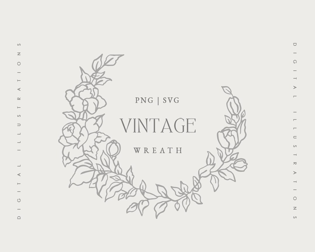 Floral Wreath Wedding Frame SVG - Circle Botanical Line Art Frame ...