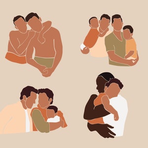 LGBTQ clipart gay art pareja retrato novio gay regalo personas clipart piel negra arte homosexual imagen 3