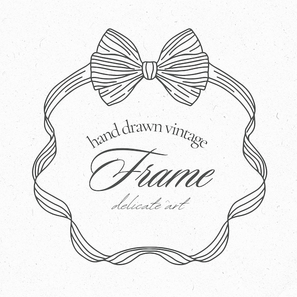 Baroque Ribbon Bow Vintage Crest Frame PNG SVG, Monogram Frame, Logo Clipart, Wedding Wreath