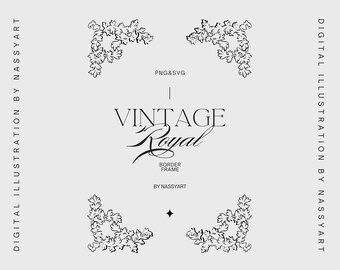 Vintage Border Frame SVG, Wedding Frame Line Art, Chinoiserie Border, Vintage Baroque Border, Victorian Frame, Wedding Invitation Corner
