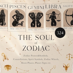 Sternzeichen Sternbilder Symbole Clip Art - Sternzeichen Drucke Poster - Rad des Jahres - Astrologie Horoskop