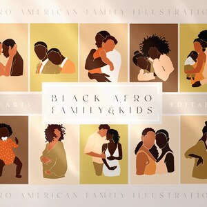 Abstract Black Afro Famiglia Donna Uomo Bambini Bambino, Ritratto di coppia, LGBTQ Lesbiche Gay, Donna incinta