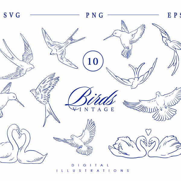 10 Line Art Birds Collection - Oiseau svg, Oiseau minimaliste, Art mural d’oiseau, Décoration intérieure, Art au trait d’oiseau, Impression d’art au trait, Clipart de ligne d’oiseau