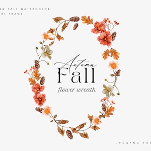 Couronne aquarelle automne automne, Couronne de fleurs aquarelle, Clipart floral, Clipart Couronne automne, Clipart Floral, Clipart mariage