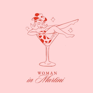 Mujer vaquera en copa de Martini SVG PNG, contorno de boceto de icono de despedida de soltera, imágenes prediseñadas caprichosas dibujadas a mano de celebración