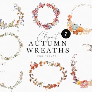 Couronne d’aquarelle d’automne - Clipart de couronne florale d’automne - Aquarelle de cadre d’automne pour le logo de la carte d’invitation de mariage - Clipart numérique PNG