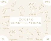 Zodiac Constellations Astrology SVG Bundle, Zodiac Signs, Constellation svg, Astrology Signs svg, Zodiac svg