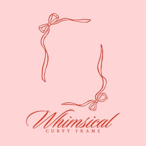 Whimsical Ribbon Frame Clipart - Wavy Squiggle Invitation Frame - Hand-Drawn Wedding Clipart - Border Frame Banner - Wavy Wedding Bow Frame