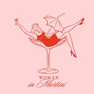 Pin-up cocktailmeisje SVG, meisje in martiniglas viering clipart SVG, vrijgezellenfeest viering