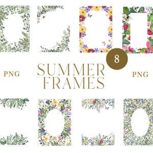 Photo frame, Watercolor Greenery Frame, Borders PNG Clipart, Greenery Wildflower Bundle Clipart, Wedding Invitation Frame Watercolor Clipart