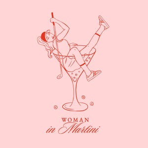 Ilustración de celebración de cóctel de mujer golfista en copa de martini, SVG PNG, esquema de torneo de club deportivo de golf, clipart caprichoso