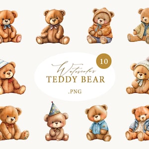 Aquarel teddybeer baby shower, teddybeer voor jongen meisje illustraties, aquarel baby shower clipart, gender reveal party