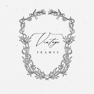 Wedding Crests, Vintage Frame, Logo, Floral, Wedding, Label, Vintage, Baroque, Victorian Clipart, Royal, Borders, Deco, PNG