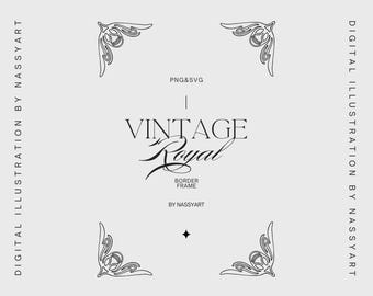 Vintage Border Frame SVG, Wedding Frame Line Art, Chinoiserie Border, Vintage Baroque Border, Victorian Frame, Wedding Invitation Corner