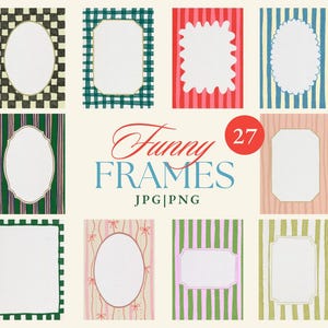 Whimsical Frames Clipart Bundle - Wavy Squiggle Invitation Frame - Hand-Drawn Wedding Clipart - Borders Banners - Whimsical Invitations