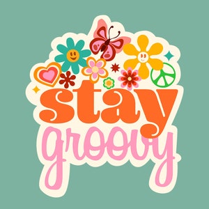 Groovy rétro SVG Clipart PNG EPS Sublimation Hippie des années 70 des années 90 Style Flower Power Good Vibes Design de T-shirt