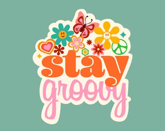 Retro Groovy SVG Clipart PNG EPS Sublimation Hippie 70s 90s Style Flower Power Good Vibes T-Shirt Design