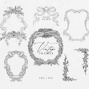 Vintage SVG-Hochzeitsrahmen - Familienmonogramm-Wappenrahmen - Blumenrahmen - Hochzeitswappen-Rahmen SVG - Botanisches Blumenlinie Kunst-Logo