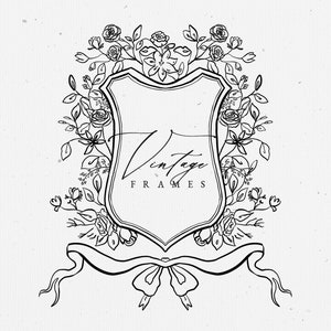 Wedding Crests SVG, Vintage Frame, Logo, Floral, Wedding, Label, Vintage, Baroque, Victorian Clipart, Royal, Borders, Deco, PNG