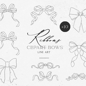 10 Bänder Schleifen Linie ClipArt, gebundene Fliege, Vektor-EPS-Band Clipart, Mädchen Schleifen, Schleife Vintage Rahmen Clipart