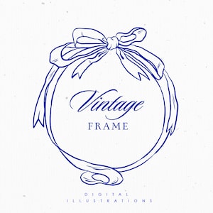 Baroque Vintage Frame eps svg Border Monogram Clipart Ribbon Wedding Wreath Logo Line Art PNG SVG