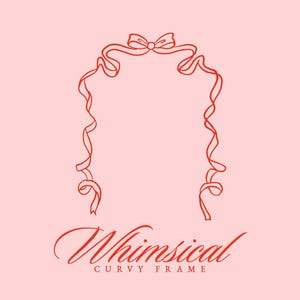 Whimsical Frame Ribbon Bow Clipart - Wavy Squiggle Invitation Frame - Hand-Drawn Wedding Clipart - Border Frame Banner - Wavy Wedding Frame