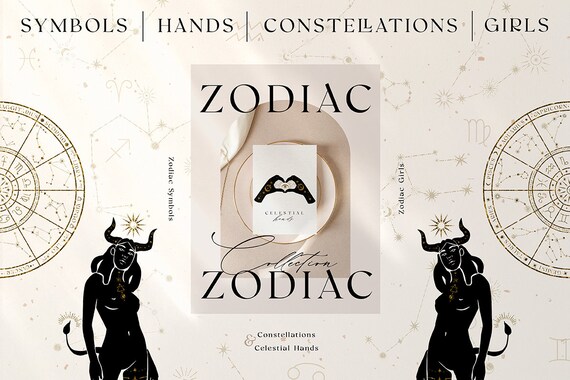 Zodiac Signs Clipart Celestial Gold Constellations Woman Hands Logo Horoscope Astrology Spiritual Symbol PNG black magic Girls