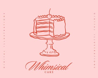 Coquette Birthday Cake SVG, Wedding Invitation Cake, Tea Party, Whimsical Doodle Birthday Celebration Clipart