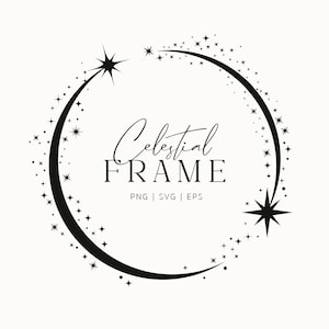Sterne funkeln Kreis Rahmen SVG, Himmlische runder Rahmen SVG, Galaxy Cosmic SVG SVG, Silhouette Sterne für Cricut