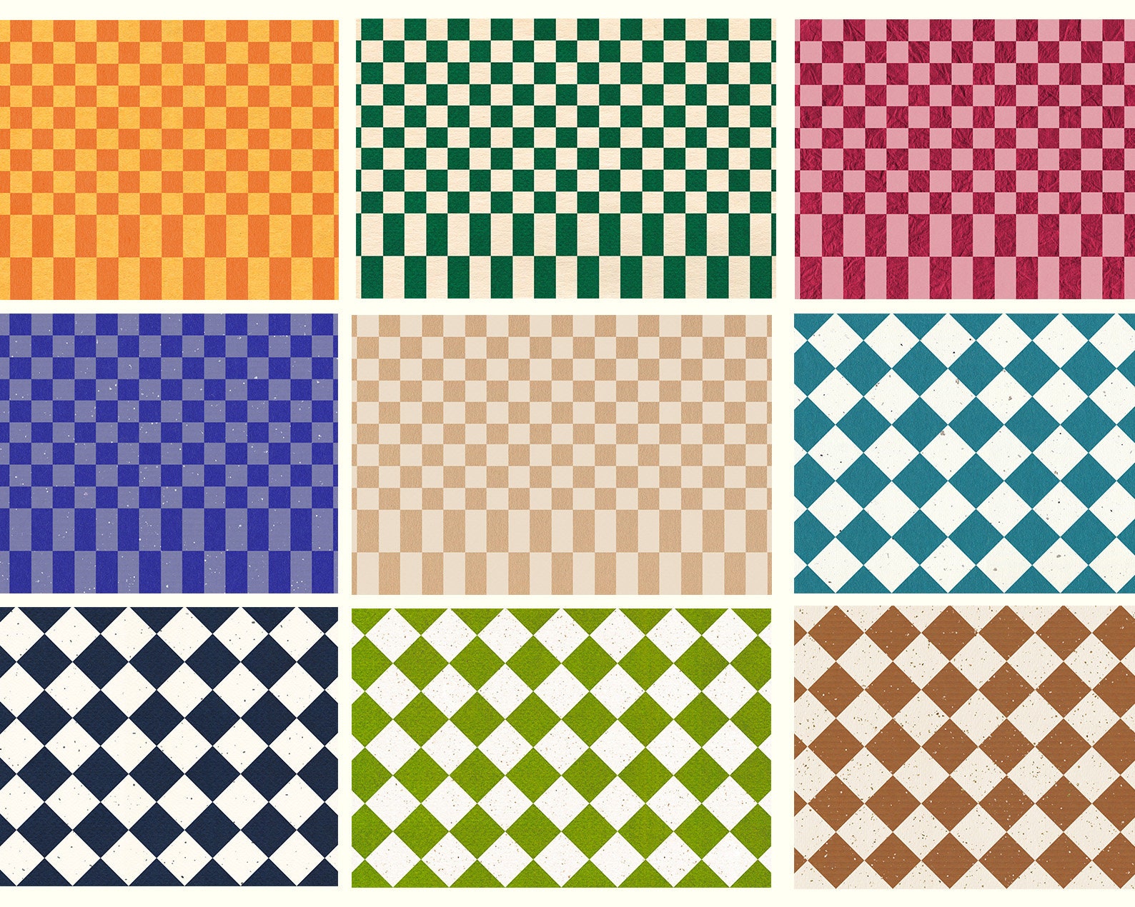 Rustic Checker Pattern Checkered Hippie Retro Paper, Groovy Checker Patterns, Retro 70s 90s ...