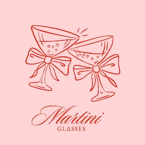 Clipart SVG di bicchieri da Martini, Clip Art di cocktail con fiocco di nastro stravagante, Brindisi nuziali, Celebrazione di un anniversario SVG