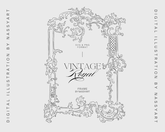 Vintage Rococo Frame Arch Clipart, Floral Borders, Victorian Frame, Wedding Crest, Monogram Line Art, Botanical Banner, Invitation Frame