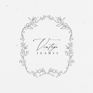 Vintage Floral Line Art Rahmen, Barock Hochzeit Clipart Wappen Rahmen Einladung, Schwarz Weiß Blumen Rahmen PNG
